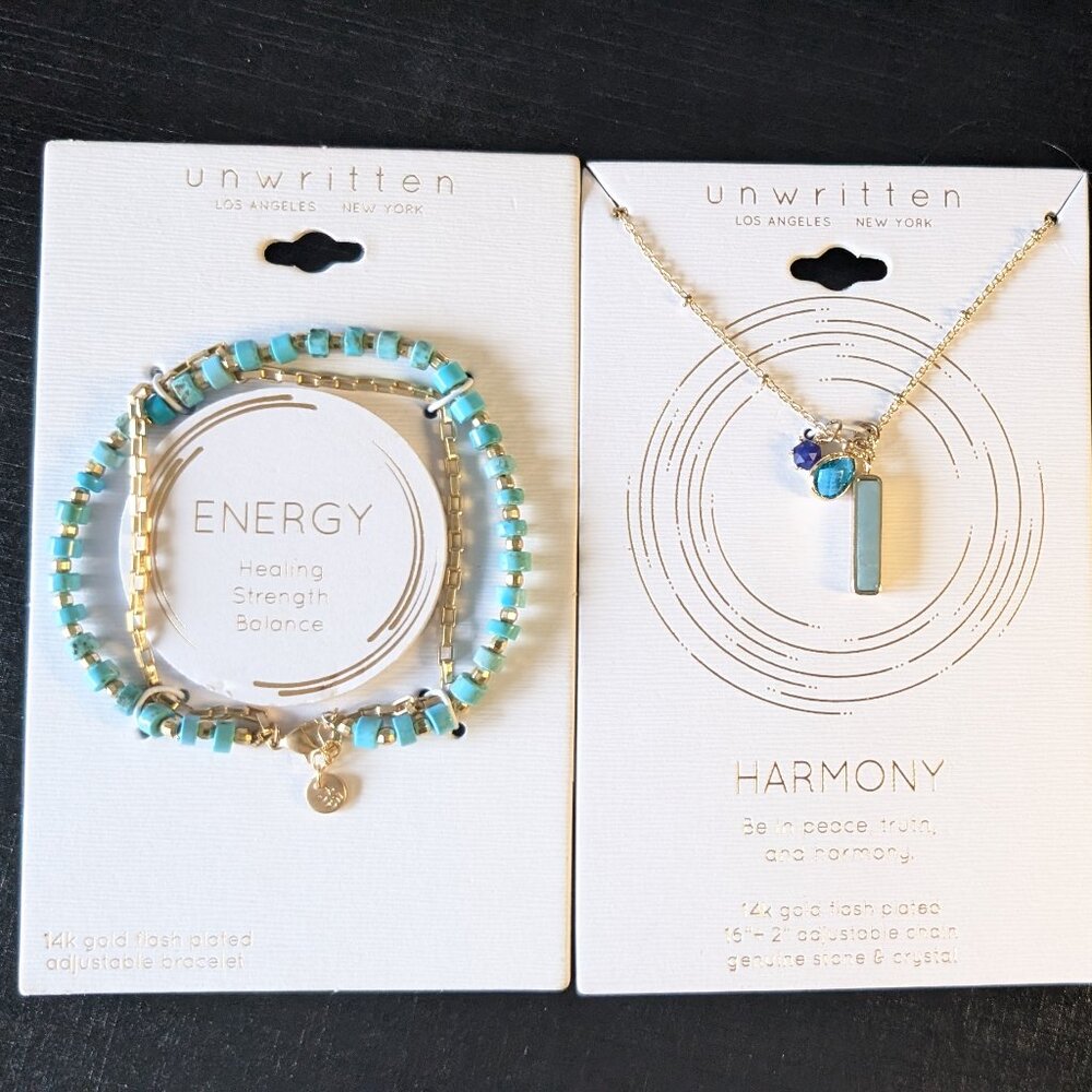 Harmony, Energy 14k gold bracelet and necklace set